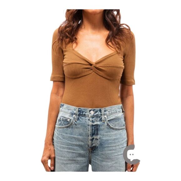Citizens of Humanity Parie Twist Top Brown Neutral Blouse Women’s Size M - Picture 3 of 13